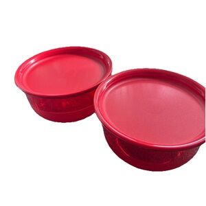 Tupperware New Vintage Red Table Collection Red Set Of 2 Food Storage Container